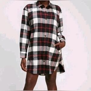GAP Plaid Black White & Red Shirt Dress Size XL
